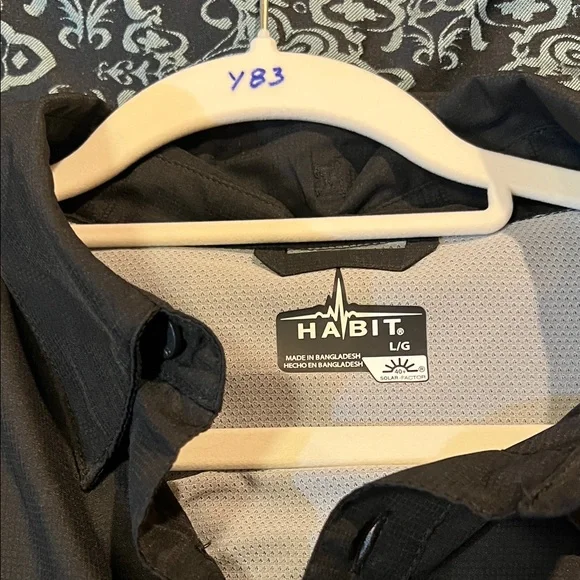 HABIT Men's Casual Button Down Shirt - Black - Picture 7 of 9